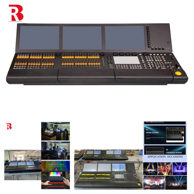 Pro Stage RDM DMX512 Konsol Hareketli Baş Işık Linux Sistem Kontrolörü Üç Ekran