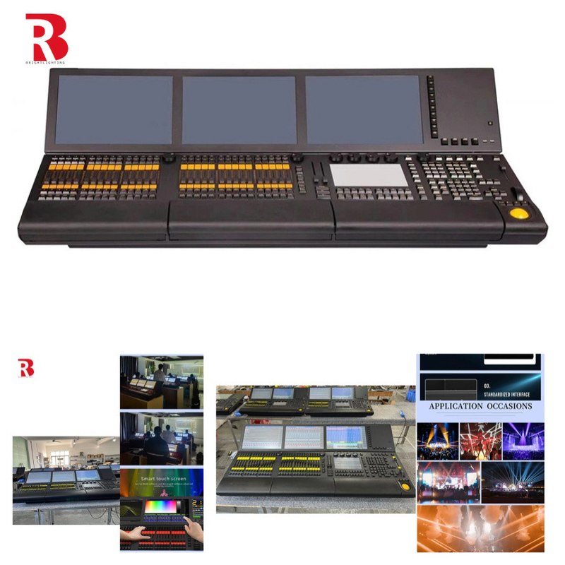 Pro Stage RDM DMX512 Konsol Hareketli Baş Işık Linux Sistem Kontrolörü Üç Ekran