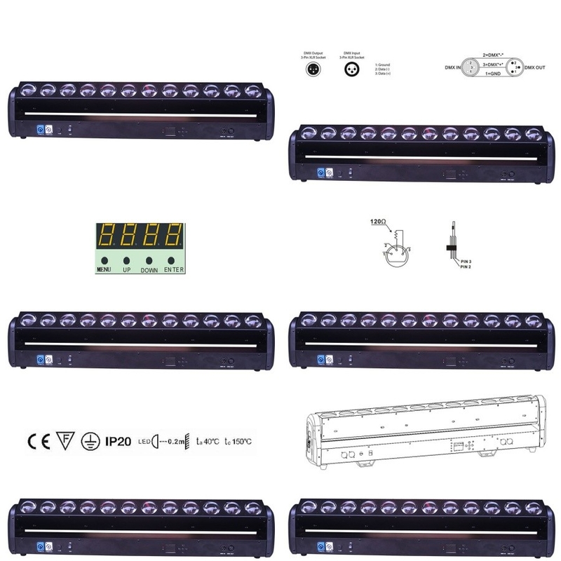 Hareketli Baş Işını Lazer Sahne Işıkları 12x30W 4-In-1 RGBW LED Işın Çubuğu Etkinlik İçin