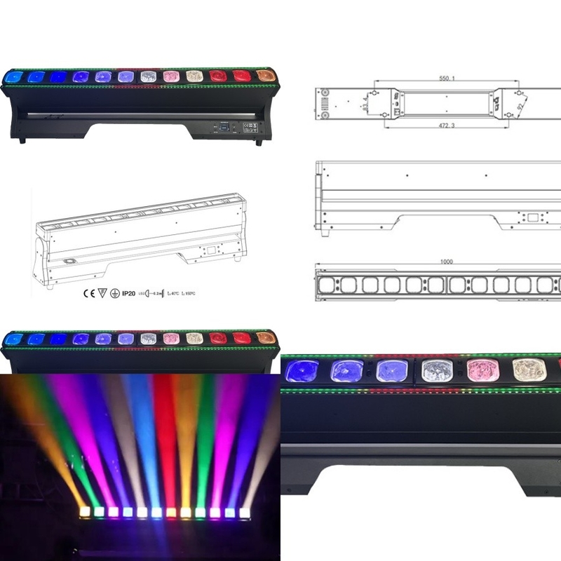 DJ Disko Sahne Performansı için Zoom ve şeritli bar 12 * 40W LED Hareketli baş ışını